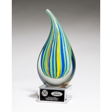 Droplet-Shaped Art Glass Award with Clear Glass Base