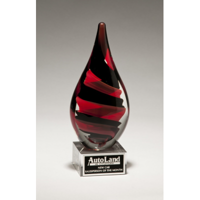 Black and Red Helix Art Glass Award