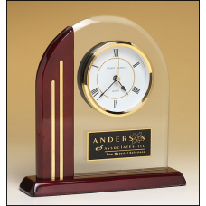 Arched Clock with Rosewood Piano Finish Post and Base