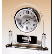 Glass Clock with Silver Accents