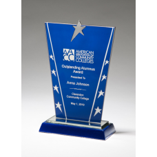 Constellation Series Glass Award with Blue Background and Chrome Plated Star