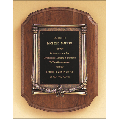 American Walnut Plaque with an Antique Bronze Casting