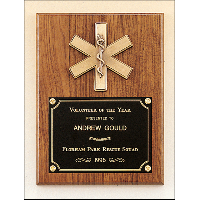 American Walnut Plaque with Emergency Medical Casting