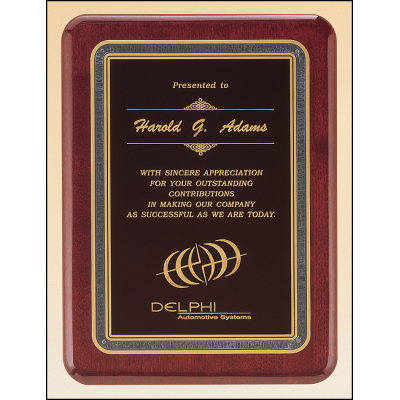 Rosewood Piano Finish Plaque with Brass Plate
