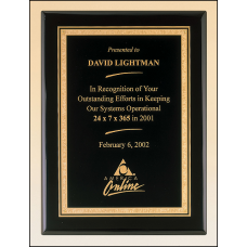 Black Piano Finish Plaque with Brass Plate