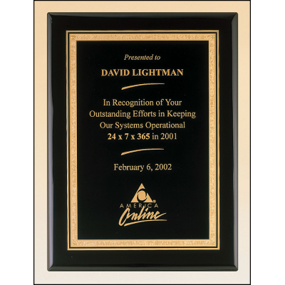 Black Piano Finish Plaque with Brass Plate