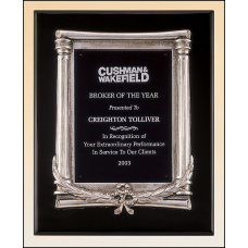 Black Piano Finish Plaque with Antique Silver Frame Casting