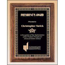 Walnut Stained Piano Finish Plaque with Brass Plate