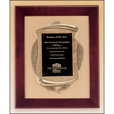 Rosewood Piano Finish Frame Plaque with Cast Relief