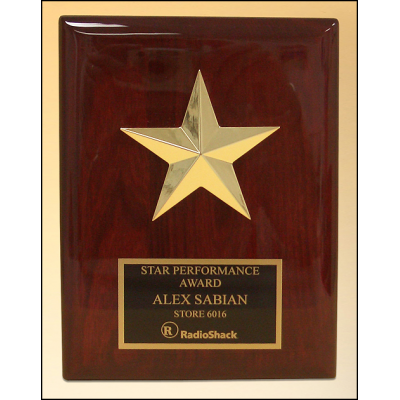 Gold Star Casting on Rosewood Piano Finish Plaque
