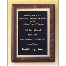 Walnut Stained Piano Finish Plaque with Brass Plate