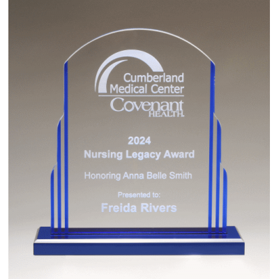 Art Deco Style Acrylic Award with Blue Accents 