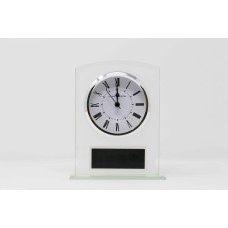 Glass Clock with Frosted Front and Polished Accents