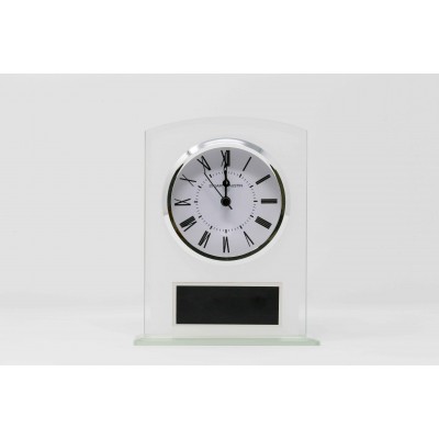 Glass Clock with Frosted Front and Polished Accents