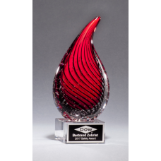 Droplet-Shaped Art Glass Award Clear Glass Base