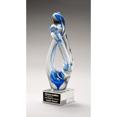 Contemporary Art Glass Sculpture with Blue Accent