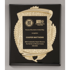 Black Finish Plaque with Gold Finish Casting